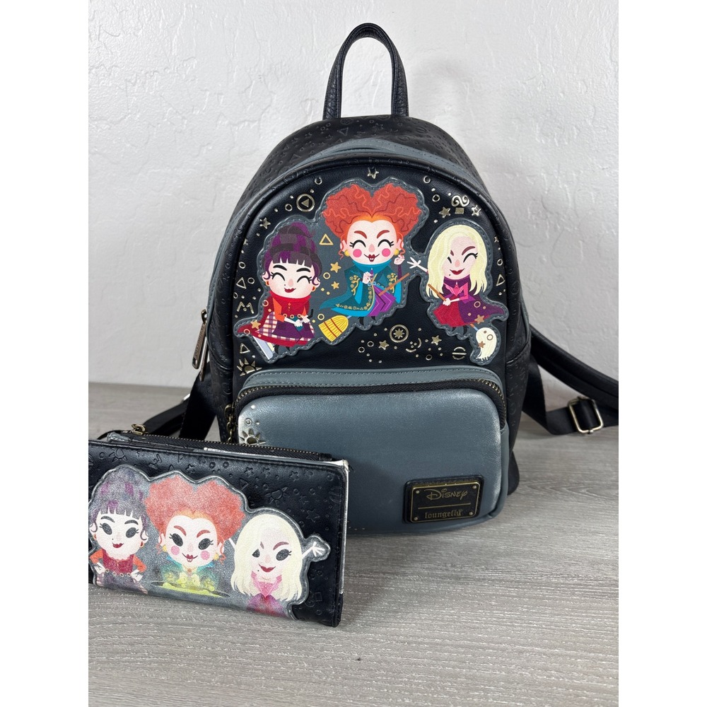 Disney Loungefly Hocus Pocus Sanderson Sisters Mini Backpack and Wallet Set
